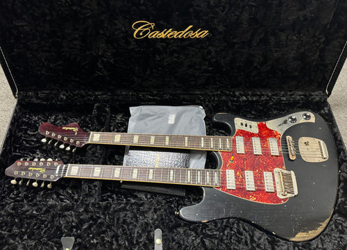 Castedosa Guitars Conchers Double Neck Baritone - Aged Black #201