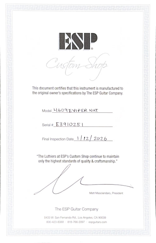 ESP Custom Shop Viper - Natural #10251