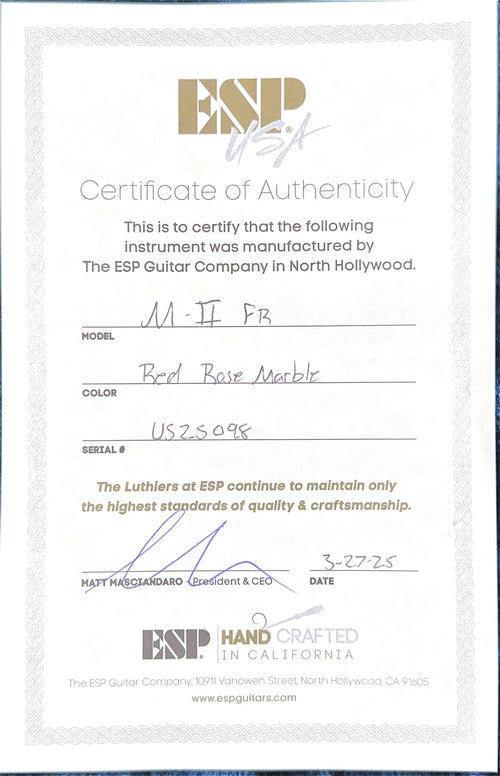ESP M-II FR USA - Red Rose Marble #25098