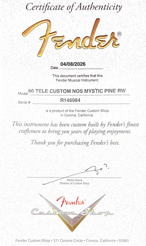 Fender Custom Shop 1960 Telecaster Custom NOS - Mystic Pine #46984