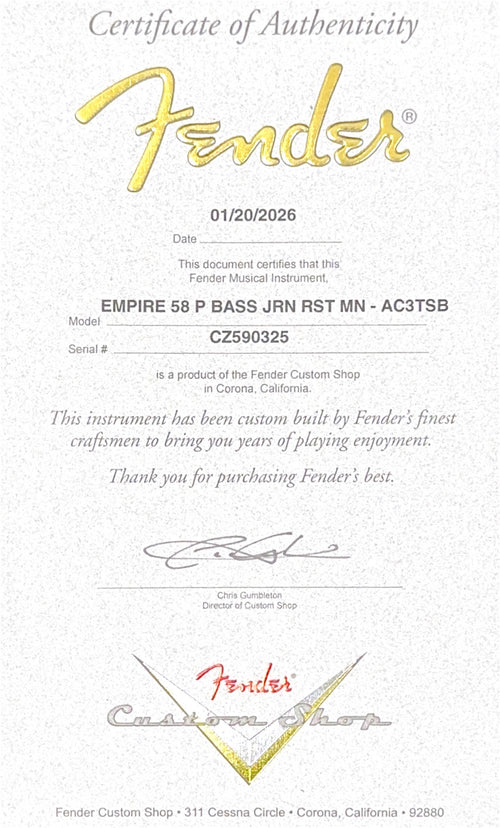 Fender Custom Shop Empire 58 Precision Bass Journeyman Relic - Aged Chocolate 3-Tone Sunburst #90325