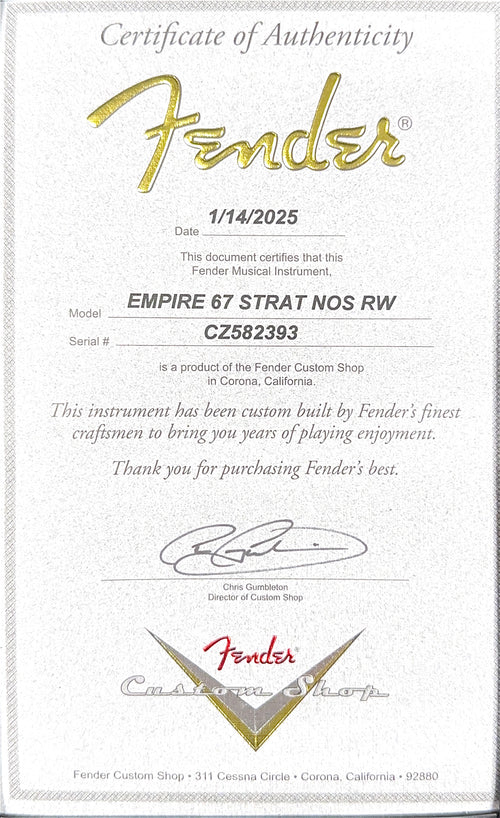 Fender Custom Shop Empire 67 Stratocaster NOS - 3-Color Sunburst #82393