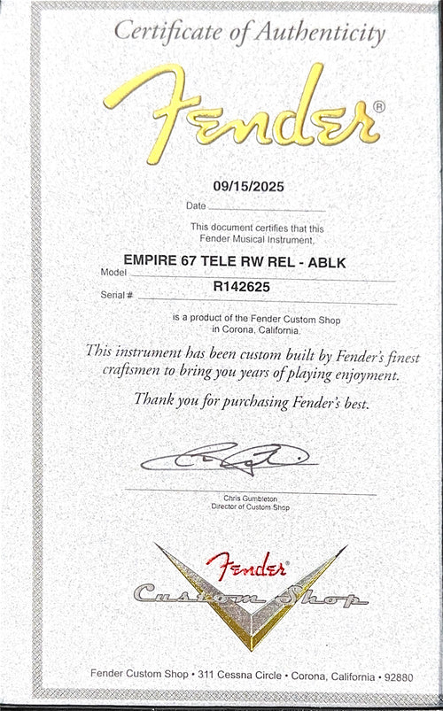 Fender Custom Shop Empire 67 Telecaster Relic - Aged Black #42625