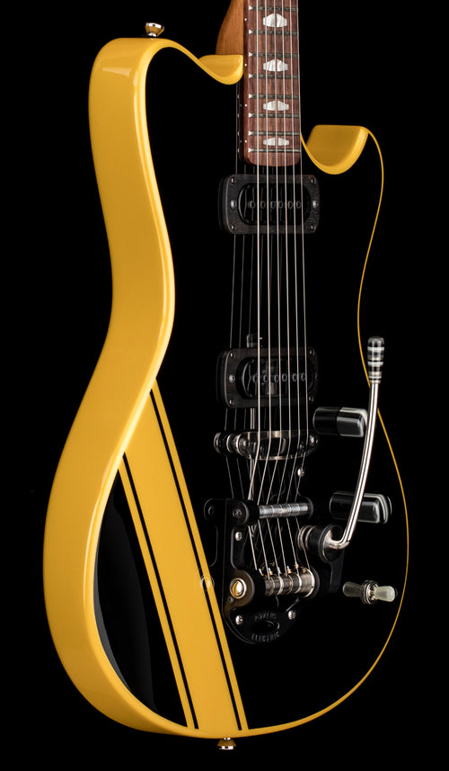 Powers Electric A-Type PF42 - Jet Black with Saffron Stripes #B512