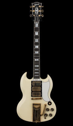 Used Gibson Custom Shop 60th Anniversary 1961 Les Paul SG Custom With Sideways Vibrola (2021) - Polaris White #07561 with Original Hard Case