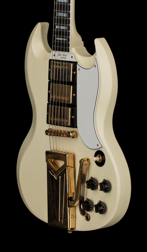 Used Gibson Custom Shop 60th Anniversary 1961 Les Paul SG Custom With Sideways Vibrola (2021) - Polaris White #07561 with Original Hard Case
