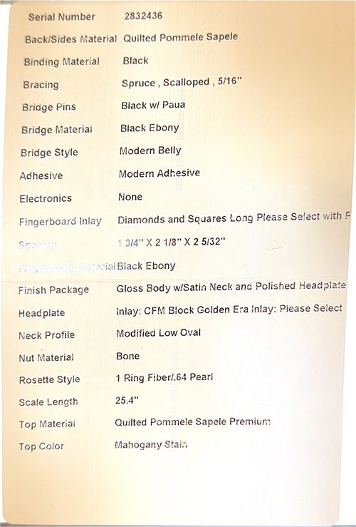 Martin Custom Shop D-28 Style Quilted Pommele Sapele (Empire Music Spec) #32436