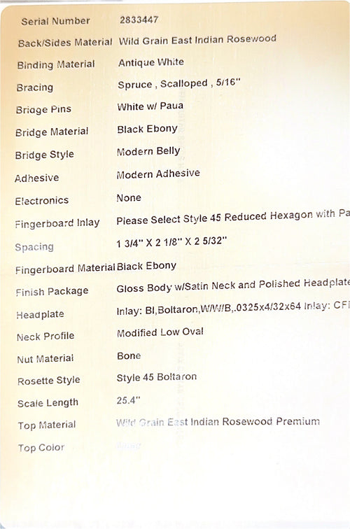 Martin Custom Shop D-41 Style Wild Grain East Indian Rosewood (Empire Music Spec) #33447