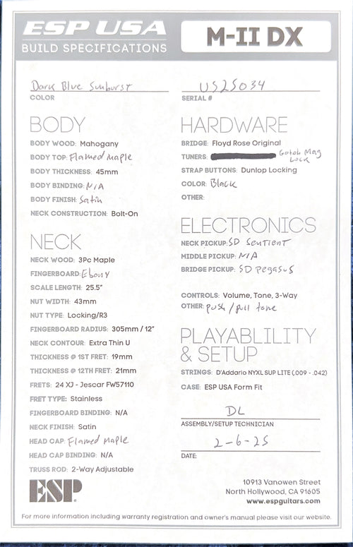 ESP M-II DX USA - Dark Blue Sunburst #25034