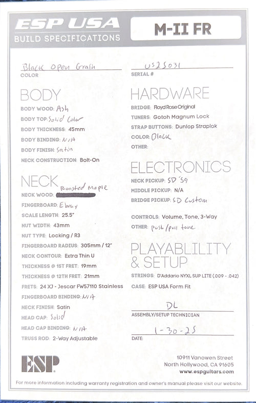 ESP M-II FR USA Open Grain - Black #25031