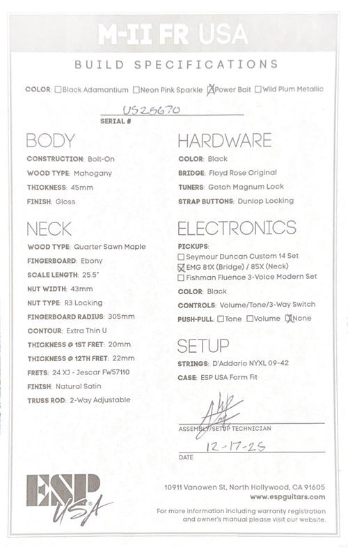 ESP M-II FR USA - Power Bait #25670