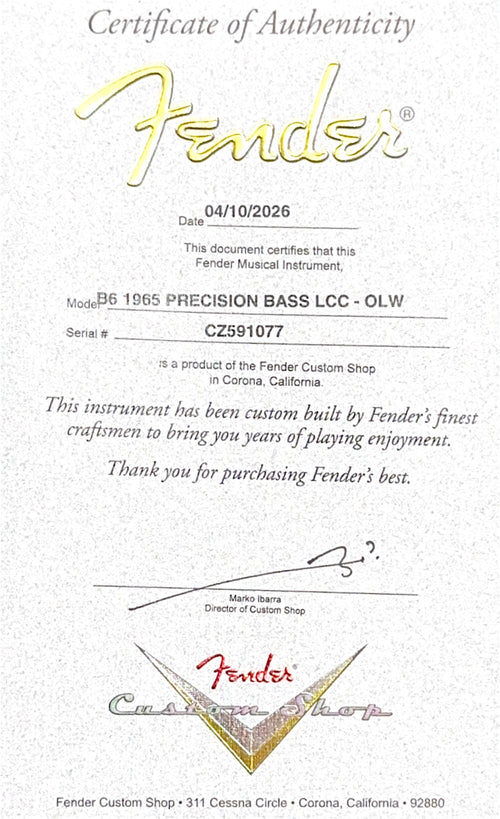 Fender Custom Shop 1965 Precision Bass Deluxe Closet Classic - Olympic White #91077