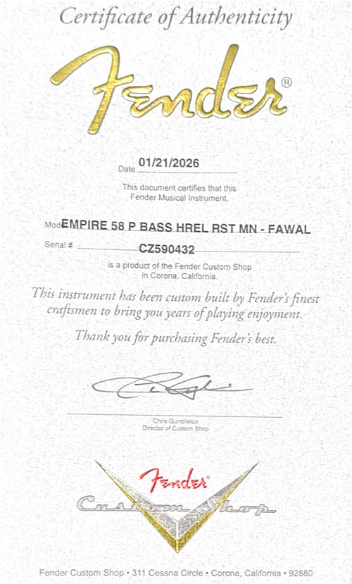 Fender Custom Shop Empire 58 Precision Bass Heavy Relic - Faded Aged Walnut #90432