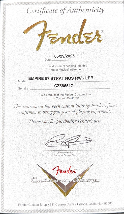 Fender Custom Shop Empire 67 Stratocaster NOS - Lake Placid Blue #86517