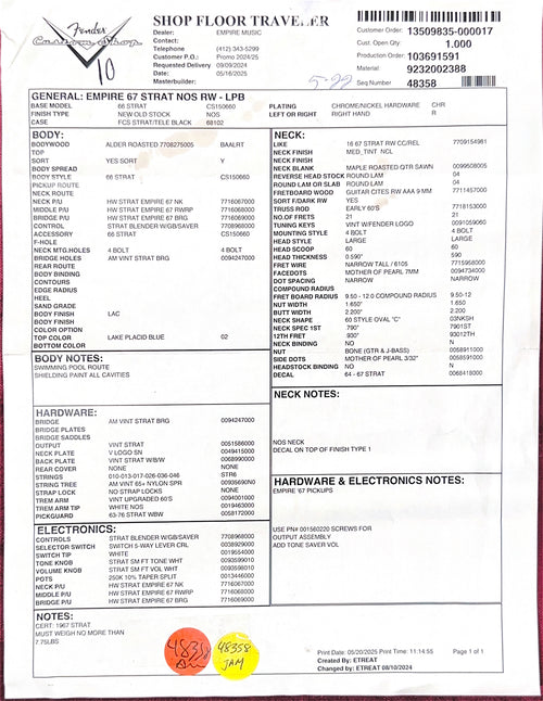 Fender Custom Shop Empire 67 Stratocaster NOS - Lake Placid Blue #86517