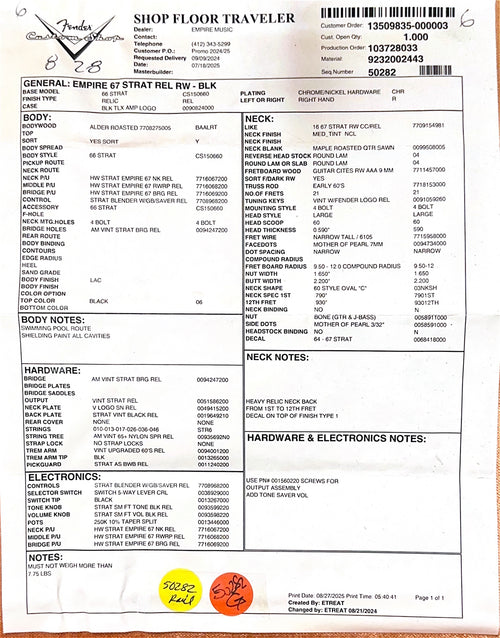 Fender Custom Shop Empire 67 Stratocaster Relic - Black #88217