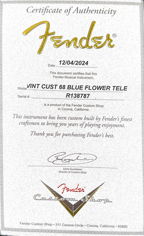 Fender Custom Shop Vintage Custom '68 Blue Flower Telecaster NOS #38787