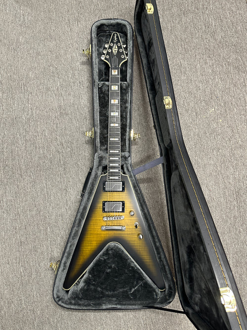 Used Epiphone Flying V Prophecy (2021) - Yellow Tiger Aged Gloss #24069 with Original Hard Case