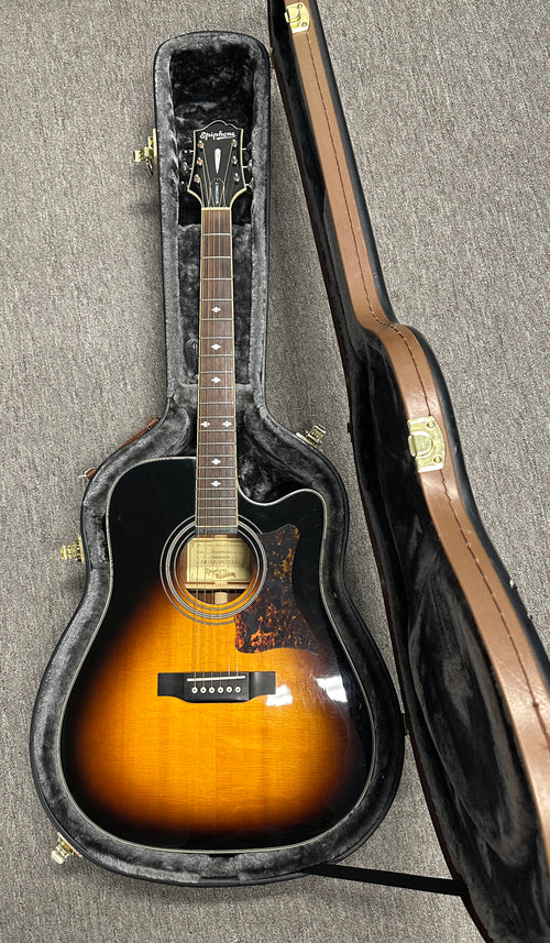 Used Epiphone Masterbilt DR-500MCE (2015) - Vintage Sunburst #19374 with Hard Case