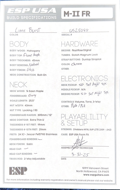 ESP M-II FR USA - Lime Burst #25088