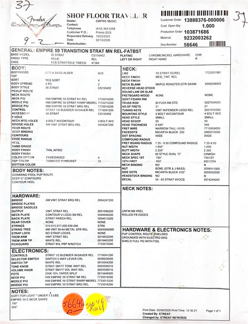 Fender Custom Shop Empire 59 Transition Stratocaster Relic - Faded Aged Tobacco Sunburst #19495