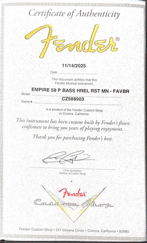 Fender Custom Shop Empire 58 Precision Bass Heavy Relic - Faded Aged Violin Burst #88903