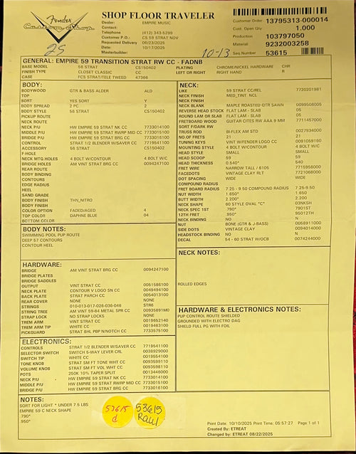 Fender Custom Shop Empire 59 Transition Stratocaster Closet Classic - Faded Aged Daphne Blue #19157