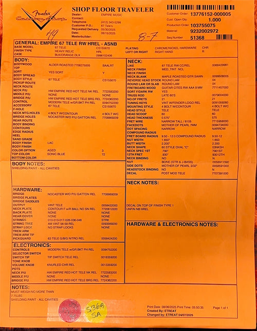 Fender Custom Shop Empire 67 Telecaster Heavy Relic - Aged Sonic Blue #43348