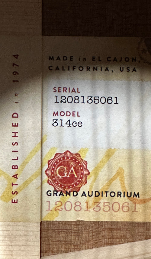 Taylor 314ce Left-Handed #35061 (Demonstration Model)