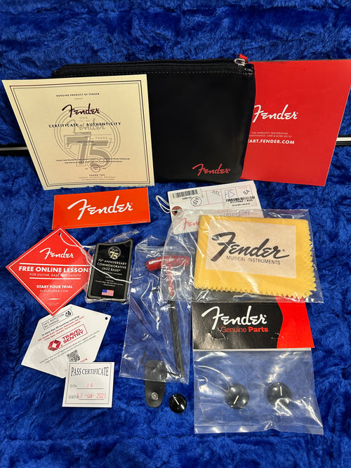 Used Fender 75th Anniversary Commemorative Jazz Bass (2021) - 2-Color Bourbon Burst #42694 with Original Hard Case