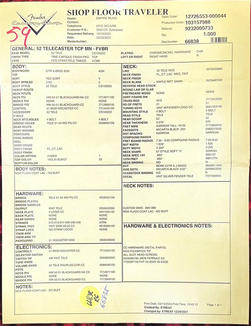 Used Fender Custom Shop '52 Telecaster TCP (2023) - Faded Violin Burst #27247 with Original Hard Case