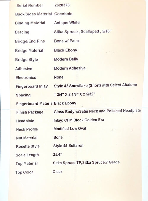 Used Martin Custom Shop D-42 Cocobolo (2021) #20378 with Original Hard Case