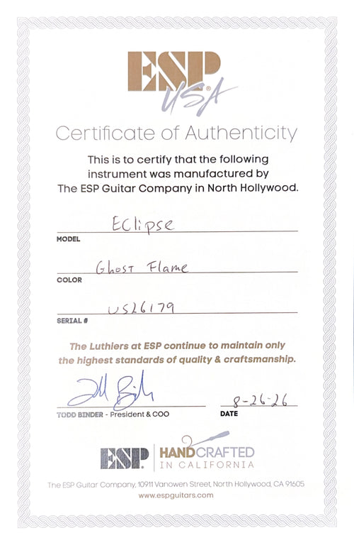 ESP Eclipse USA - Ghost Flame #26179