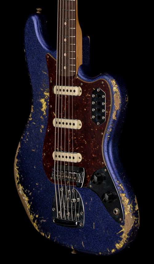 Fender Custom Shop Bass VI Heavy Relic - Purple Sparkle/Graffiti Yellow #43396
