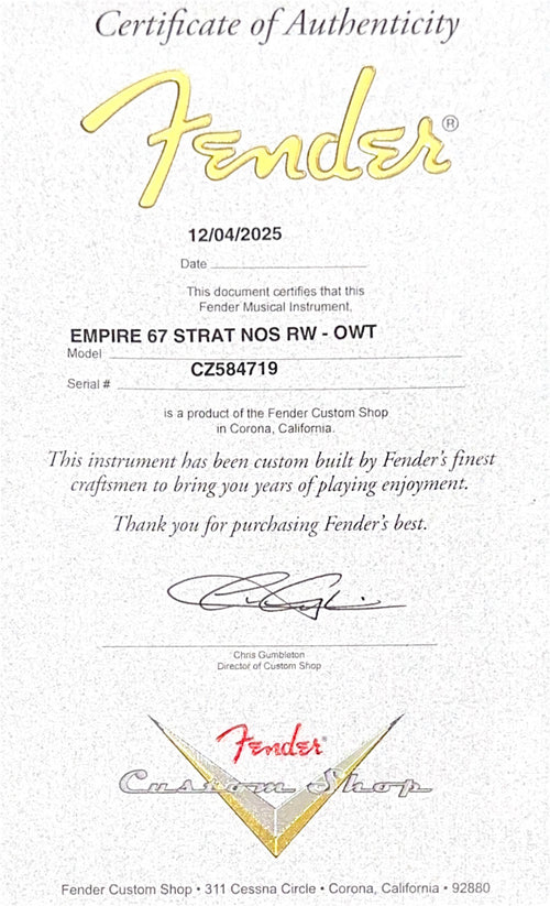 Fender Custom Shop Empire 67 Stratocaster NOS - Olympic White #84719