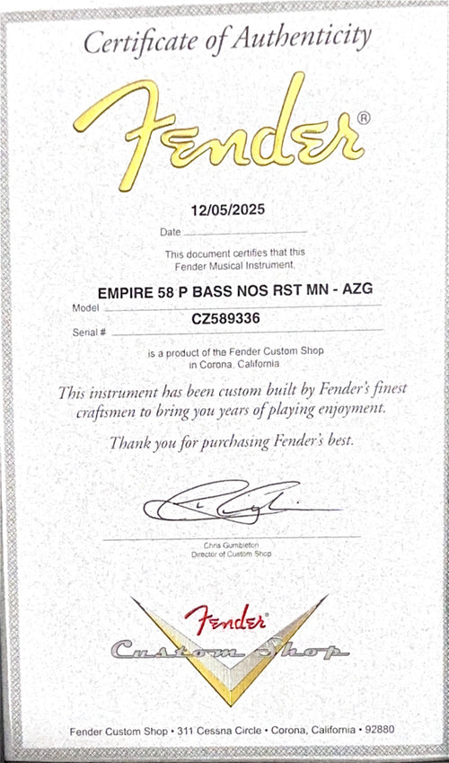 Fender Custom Shop Empire 58 Precision Bass NOS - Aztec Gold #89336