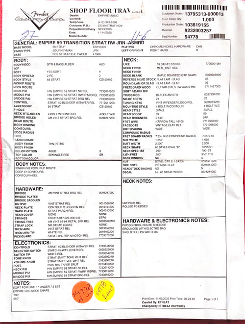 Fender Custom Shop Empire 59 Transition Stratocaster Journeyman Relic - Aged Seminole Red #16130