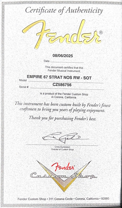Fender Custom Shop Empire 67 Stratocaster NOS - Sunset Orange #86756