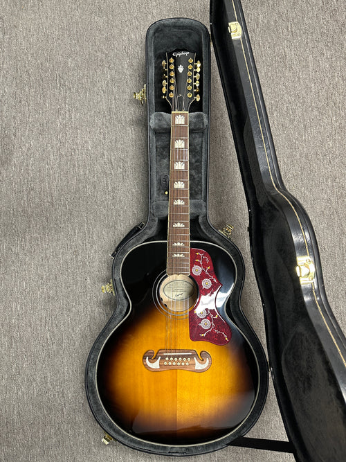 Used Epiphone Limited Edition GC Exclusive J-200 12-String (2021) - Vintage Sunburst #11219 with Hard Case