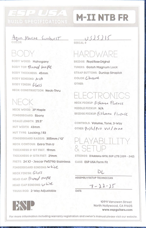 ESP M-II FR USA - Aqua Marine Sunburst #25215
