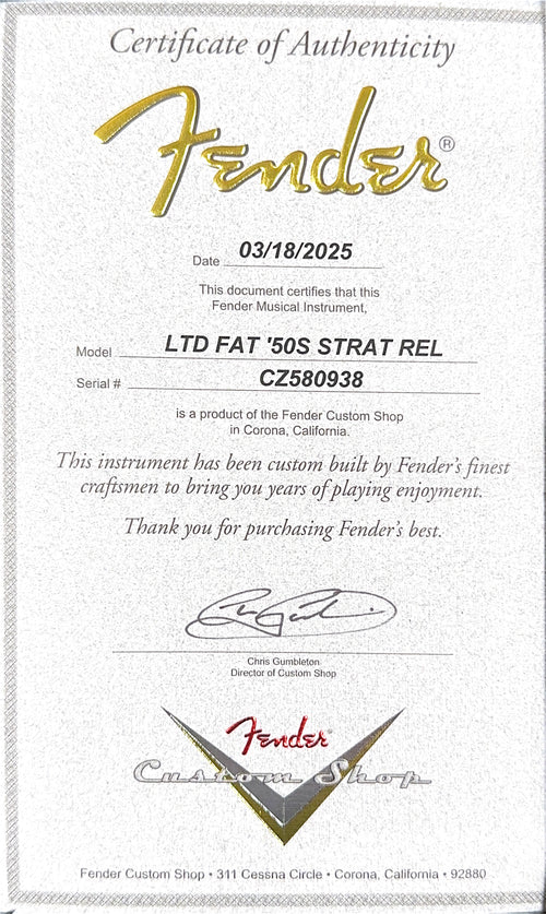 Fender Custom Shop Limited Edition Fat 50s Strat Relic - Wide Fade Chocolate 2-Color Sunburst #80938