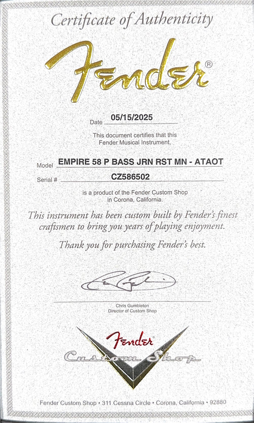 Fender Custom Shop Empire 58 Precision Bass Journeyman Relic - Aged Taos Turquoise #86502