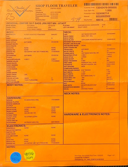 Fender Custom Shop Empire 58 Precision Bass Journeyman Relic - Aged Taos Turquoise #86502