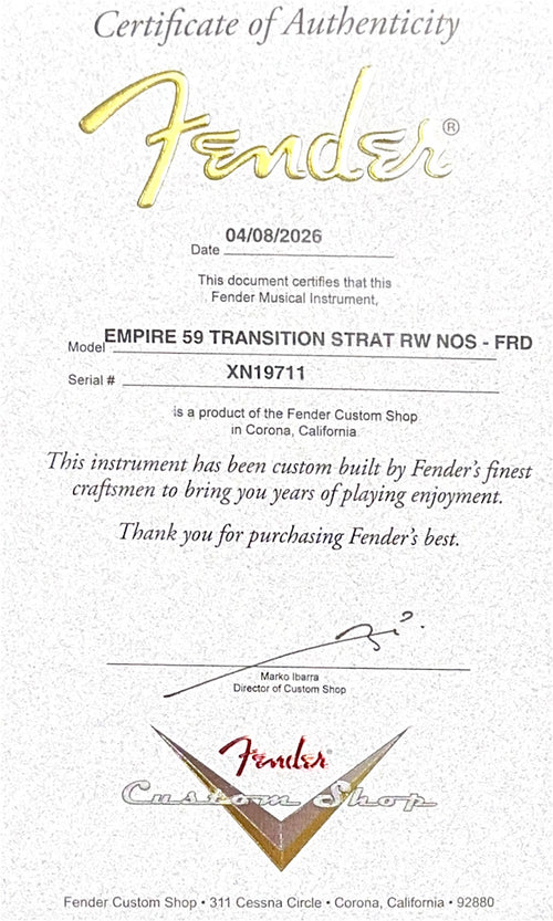 Fender Custom Shop Empire 59 Transition Stratocaster NOS - Fiesta Red #19711