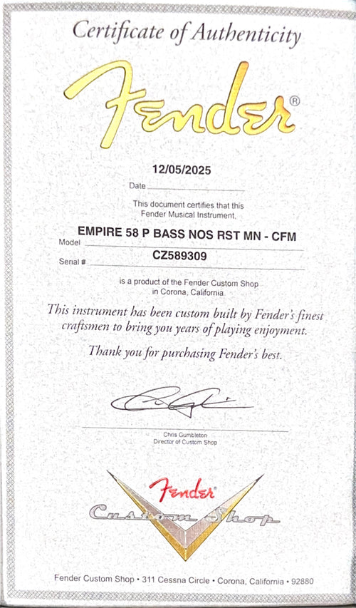 Fender Custom Shop Empire 58 Precision Bass NOS - Charcoal Frost Metallic #89309