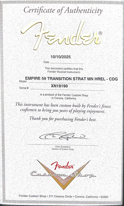 Fender Custom Shop Empire 59 Transition Stratocaster Heavy Relic - Cadillac Green #19190