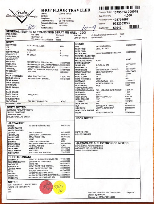 Fender Custom Shop Empire 59 Transition Stratocaster Heavy Relic - Cadillac Green #19190