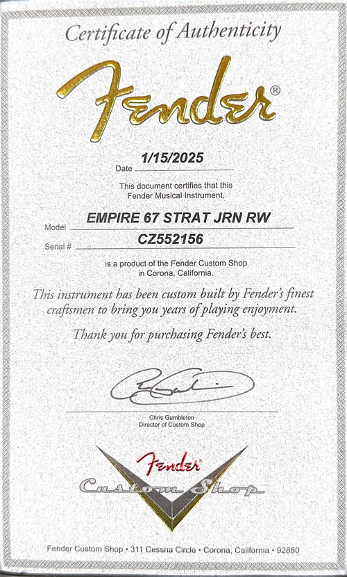 Fender Custom Shop Empire 67 Stratocaster Journeyman Relic - Lake Placid Blue #52156