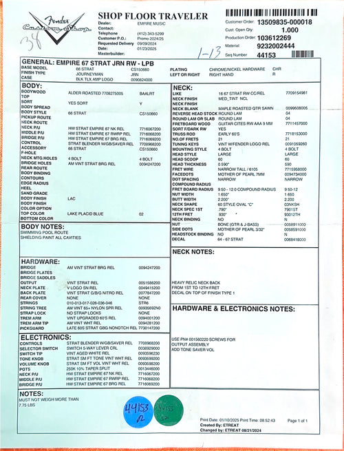 Fender Custom Shop Empire 67 Stratocaster Journeyman Relic - Lake Placid Blue #52156