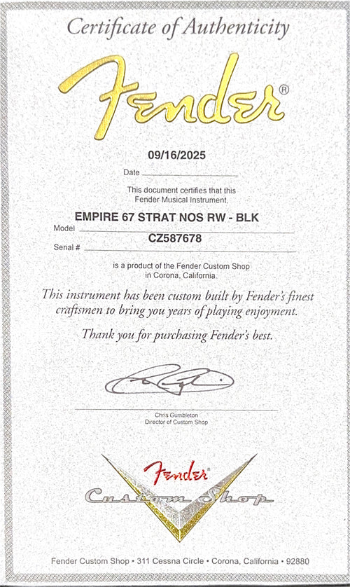 Fender Custom Shop Empire 67 Stratocaster NOS - Black #87678